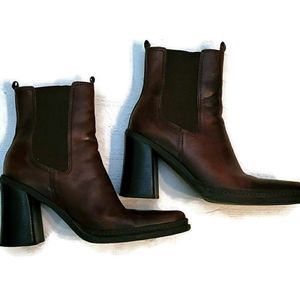 MIA leather brown ankle boots pointed toe boho 8